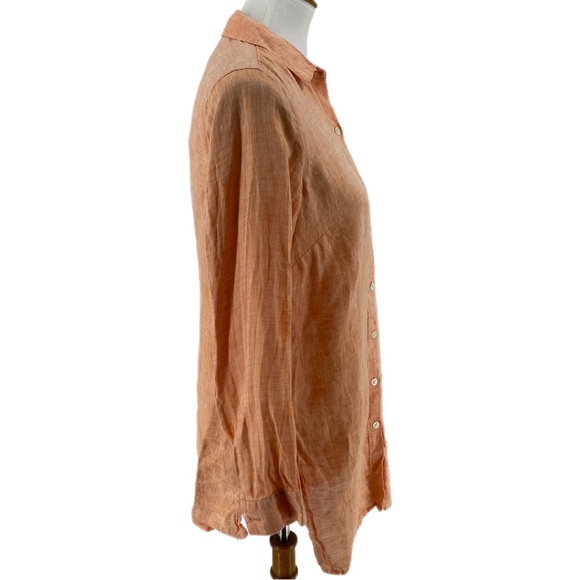 J. Jill Peach Linen Button Up Long Sleeve Tunic Shirt - Picture 3 of 6